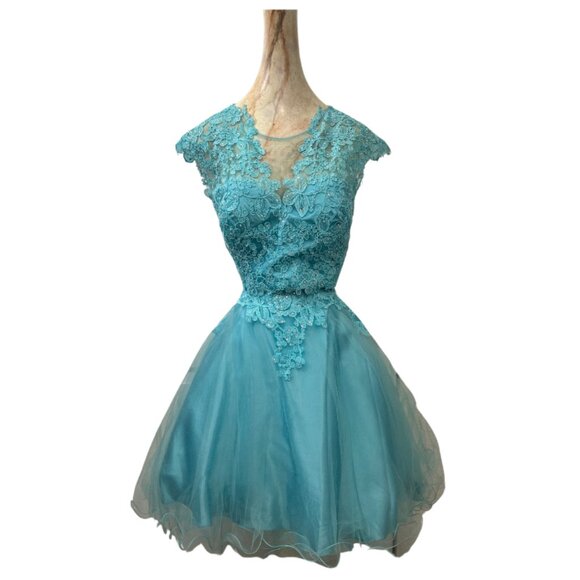2-Piece Skirt and Top Dress Aqua Blue Tulle Party‎ Prom Homecoming Dress Size 10 - Picture 1 of 8